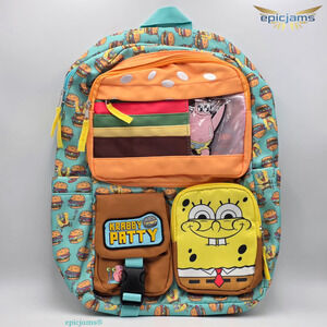 Nickelodeon SpongeBob SquarePants Krabby Patty Multi-Pocket Backpack Bag New